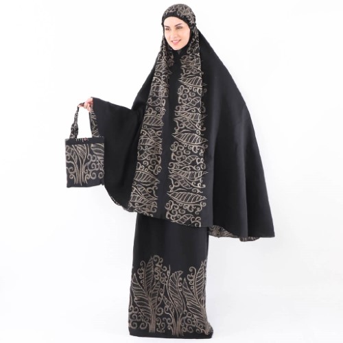 Mukena Tazbiya Floral Paisley Black